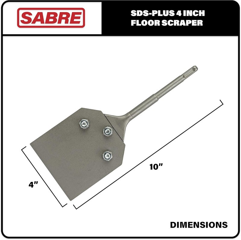 Sabre Tools 4 Inch SDS Plus Floor Scraper Tool, Removes Thinset & Adhesives, Works with SDS-Plus Rotary Hammer (4" x 10") Single Item - Image 2